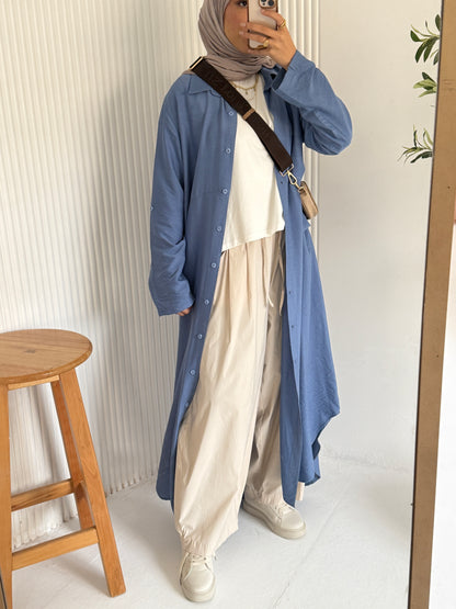 Amenaa shirt dress in lightweight fabric, featuring a collar, button front, and relaxed fit, perfect for casual wear.