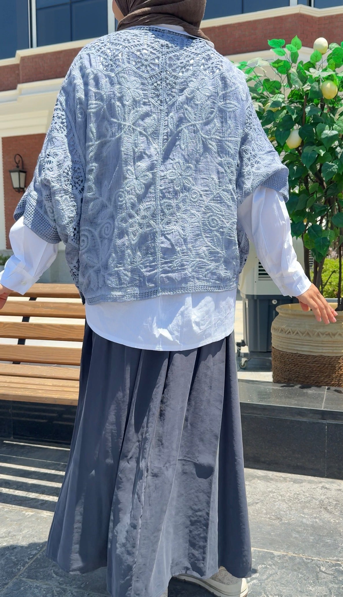 Amenaa boho crochet lace kimono featuring intricate lace patterns and flowing fabric, perfect for a relaxed bohemian style.