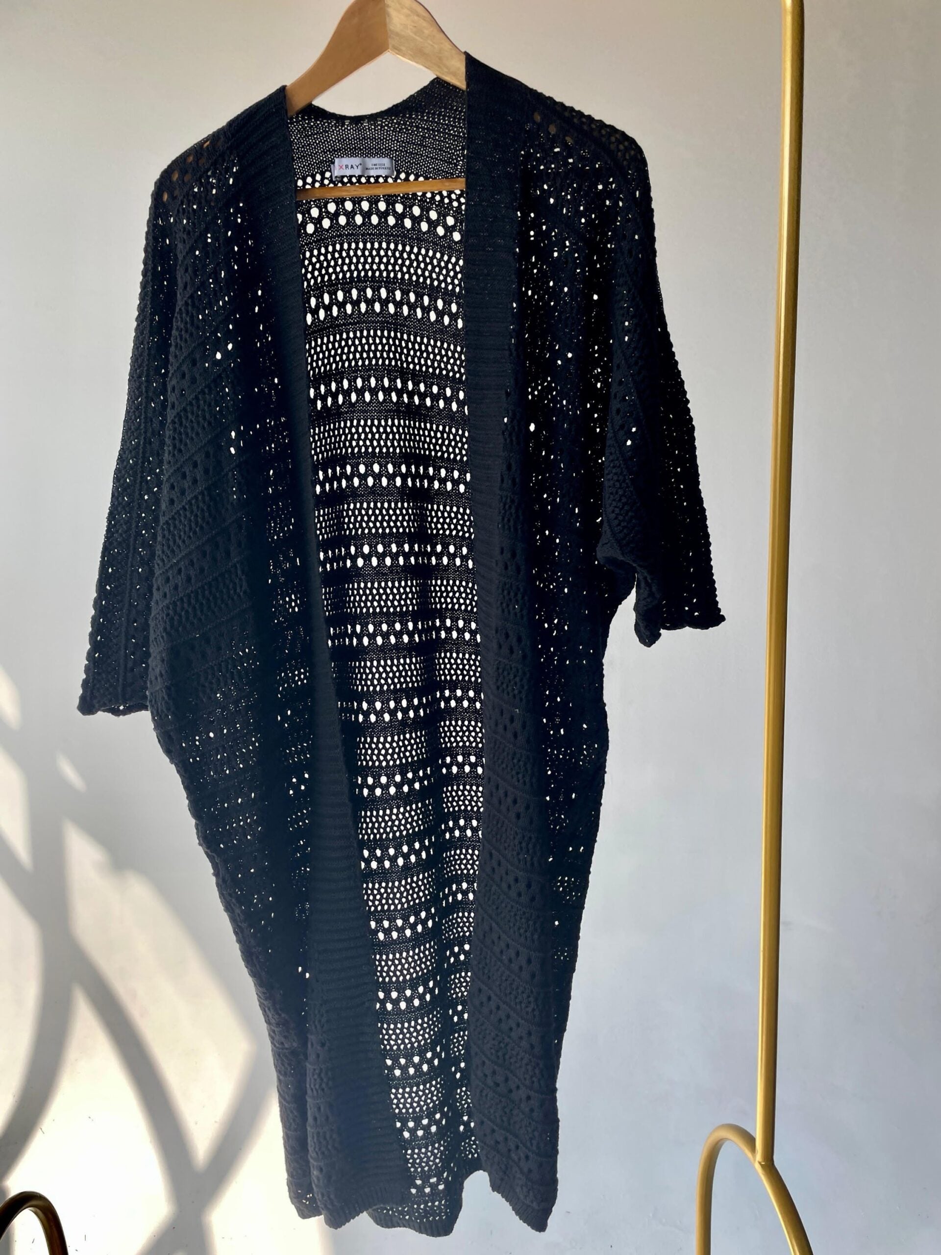 Short Sleeve Knit Cardigan - Black - Amenaa