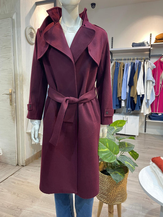Wool Coat - Burgundy - Amenaa