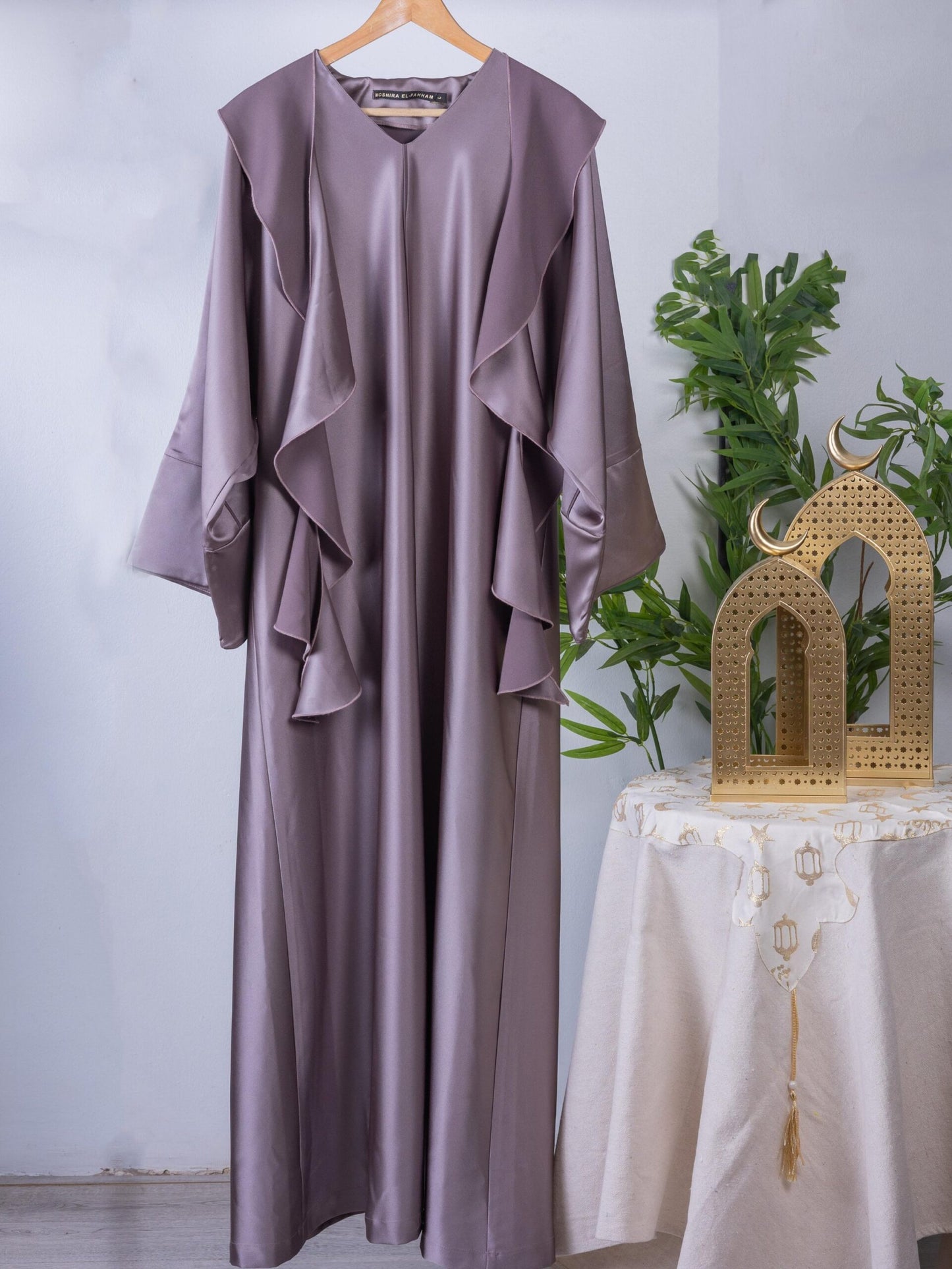 Royal Satin Abaya - Coffee Beige - Amenaa