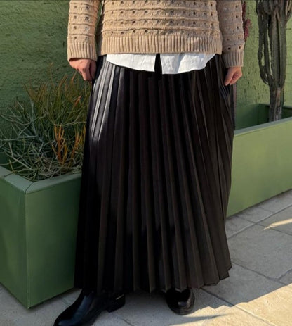 Satin Plisse Skirt - Amenaa