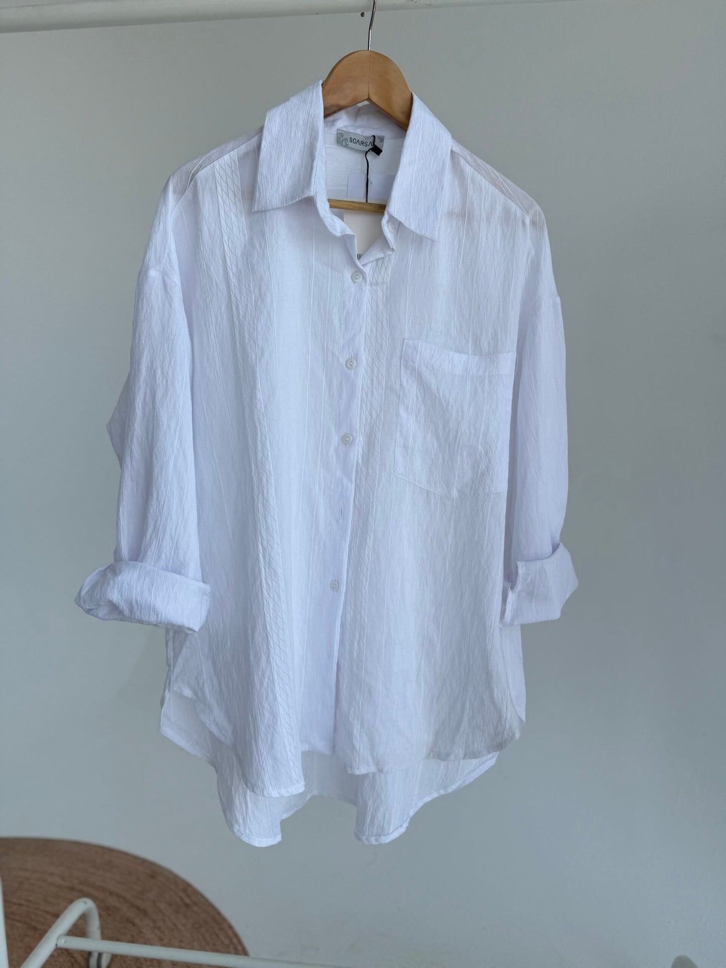 Textured Shirt - White - Amenaa