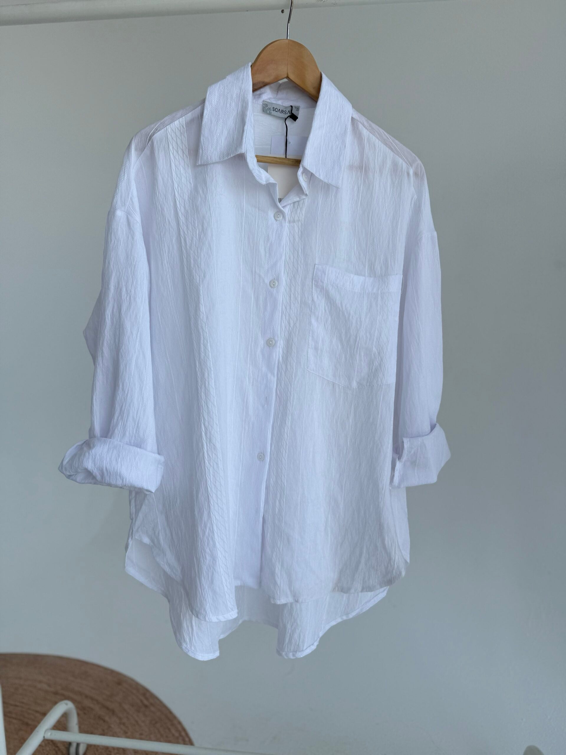 Textured Shirt - White - Amenaa
