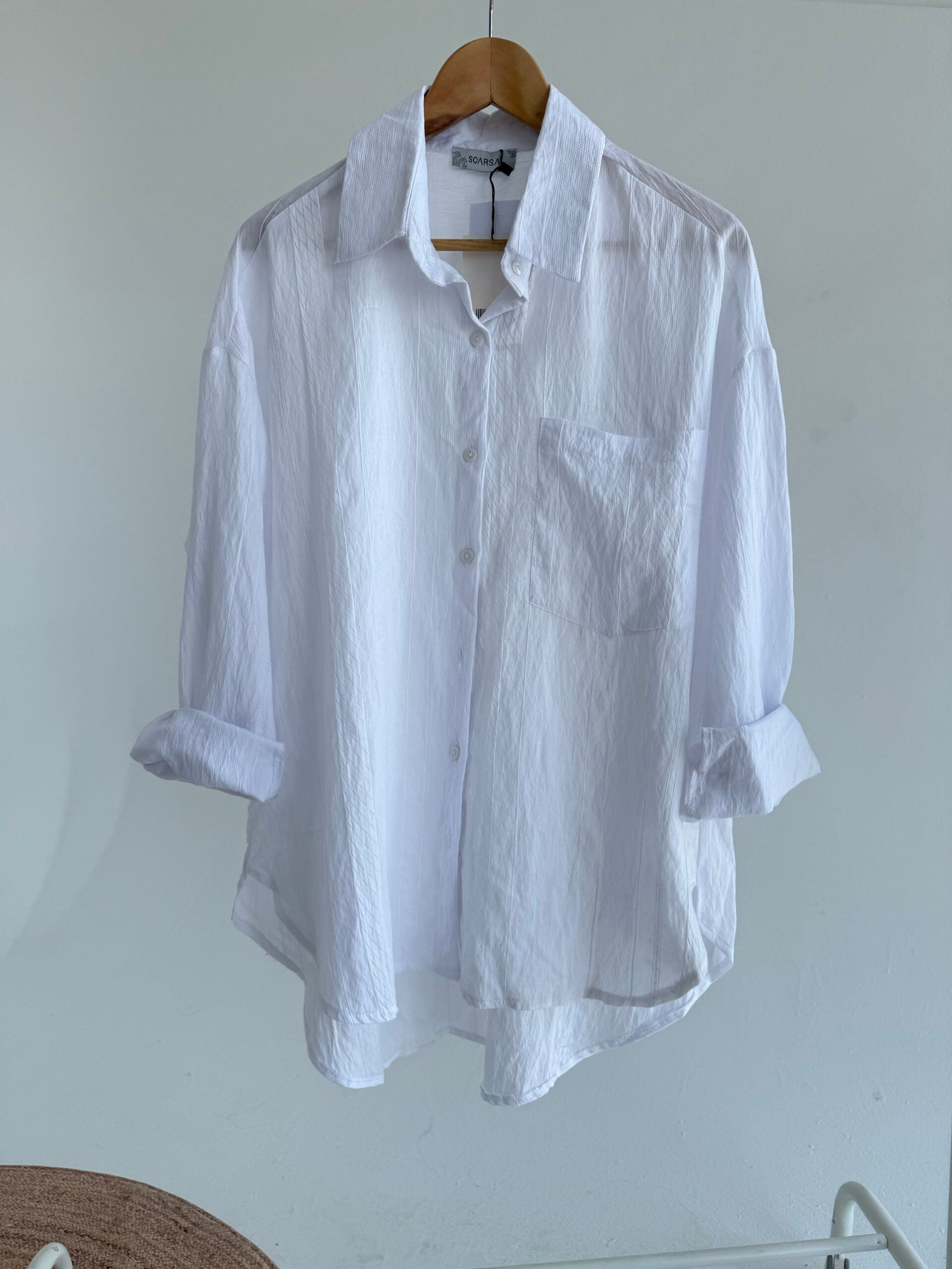 Textured Shirt - White - Amenaa