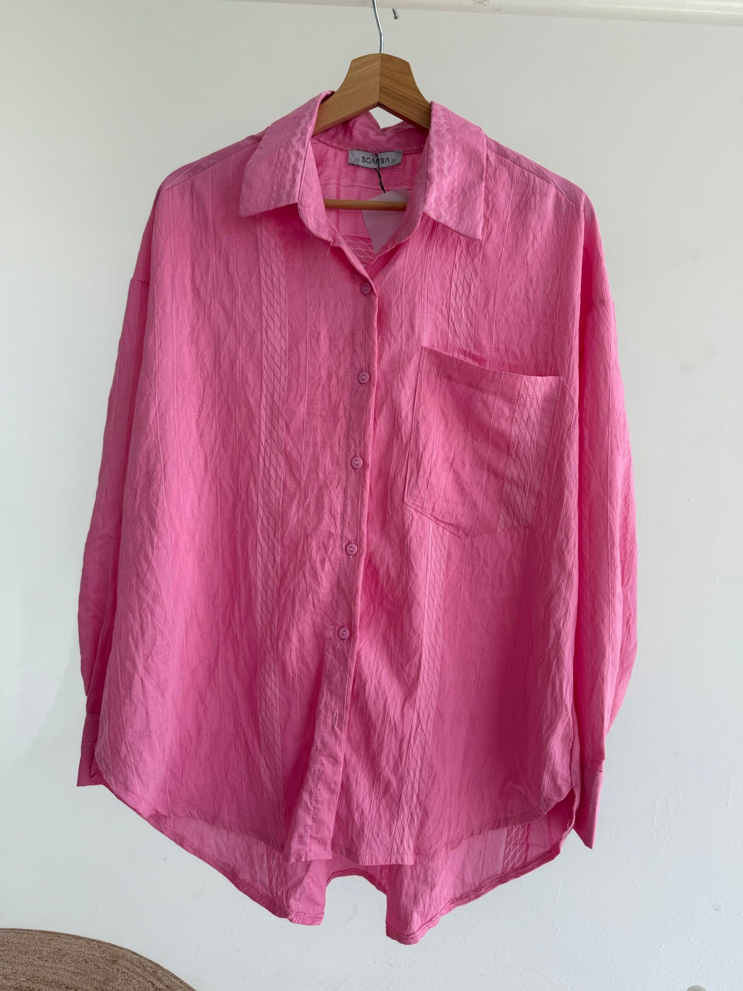 Textured Shirt - Pink - Amenaa