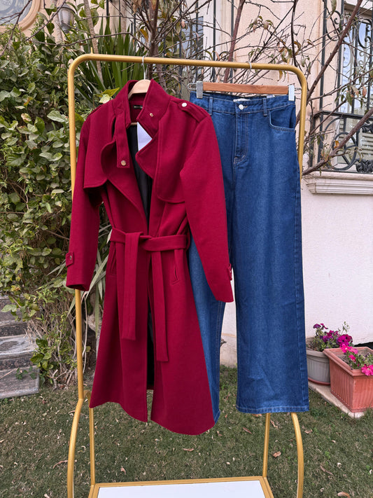 Wool Coat - Red - Amenaa