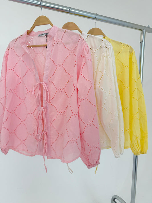 Amenaa Summer Rokama Tie Blouse, lightweight fabric, stylish design with tie detail, in a summery color.