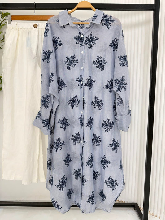 Embroidered Shirt Dress - Amenaa