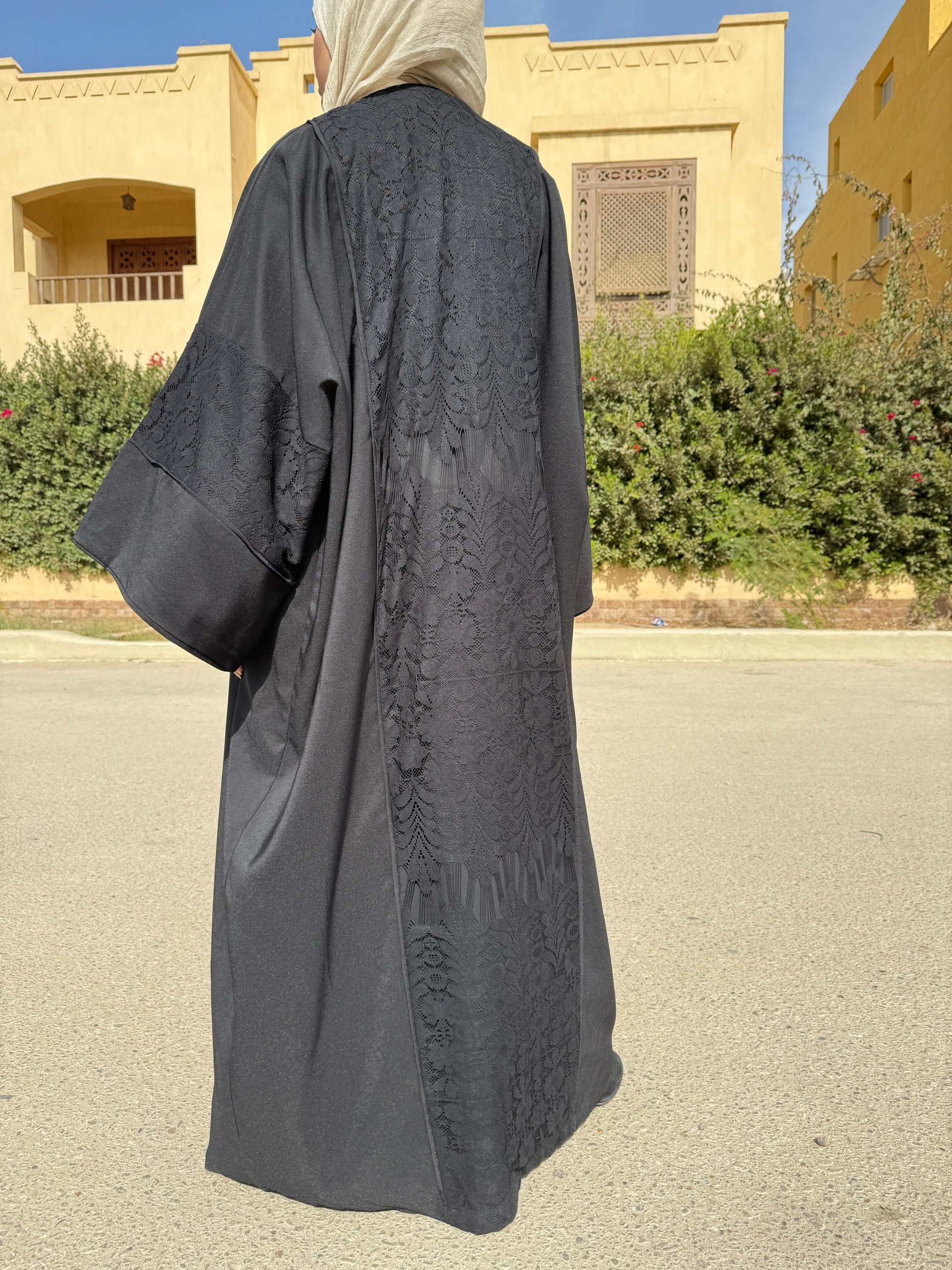 Black Guipure Kaftan - Amenaa