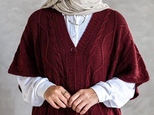 Knitted Poncho Set
