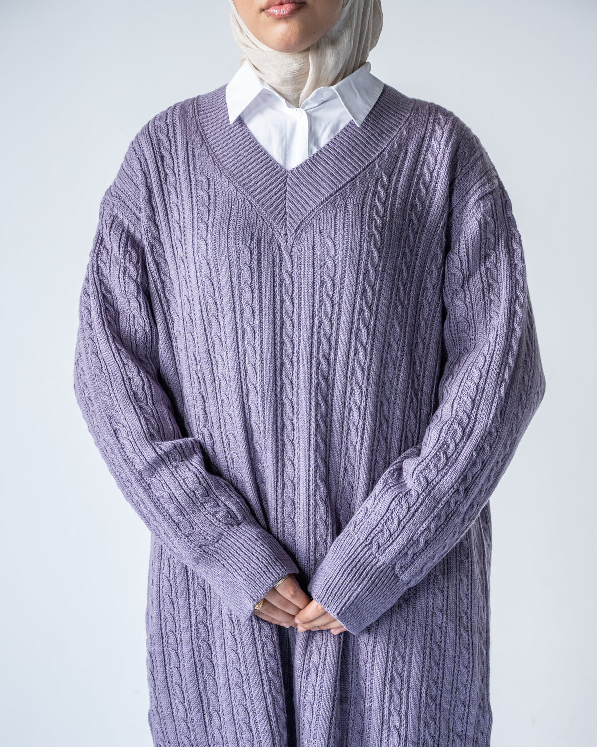 V-Neck Knitted Dress