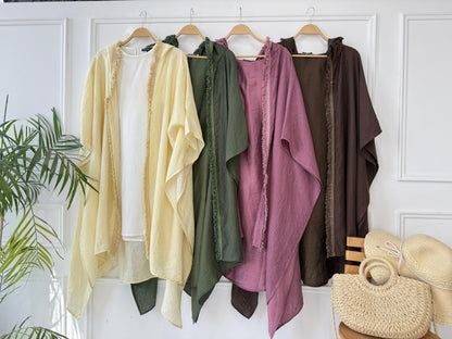 Amenaa Summer Kimono in size 40/41, lightweight fabric with floral pattern, flowing design perfect for warm weather.