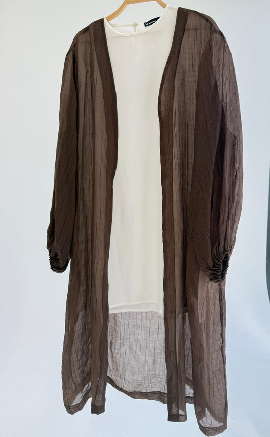 Amenaa Crushed Kimono 20/41/10 featuring soft, textured fabric with a relaxed fit and elegant design in a neutral color.