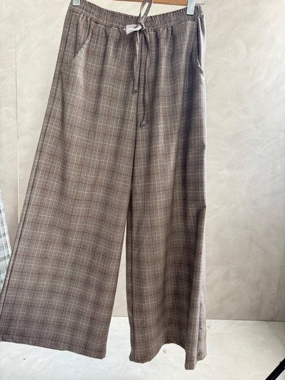 Plaid Wide-Leg Pants - Amenaa