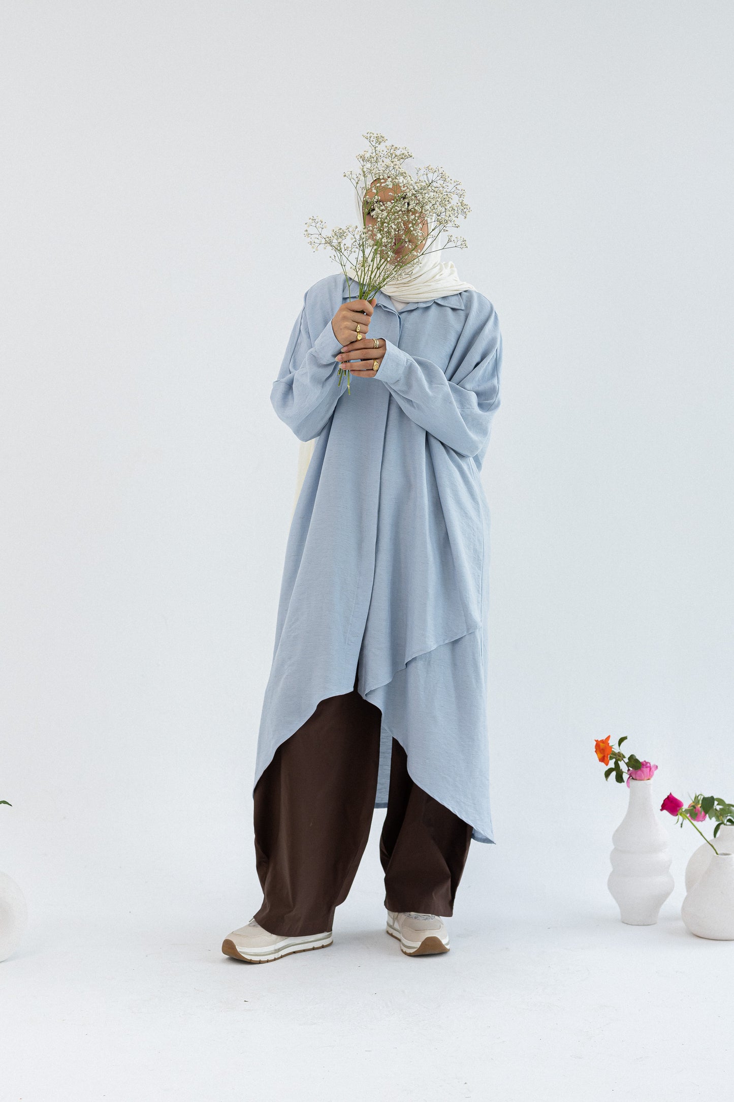 Amenaa Minimal Flow Tunic in soft fabric, featuring a relaxed fit and clean design, ideal for casual or everyday wear.