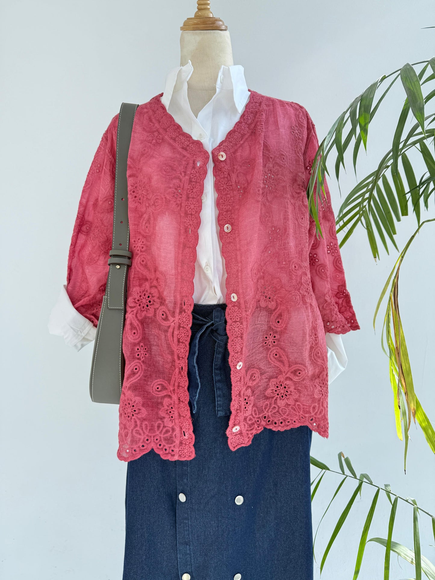 Amenaa Guipure Blouse with intricate lace details, featuring a stylish and elegant design perfect for sophisticated looks.