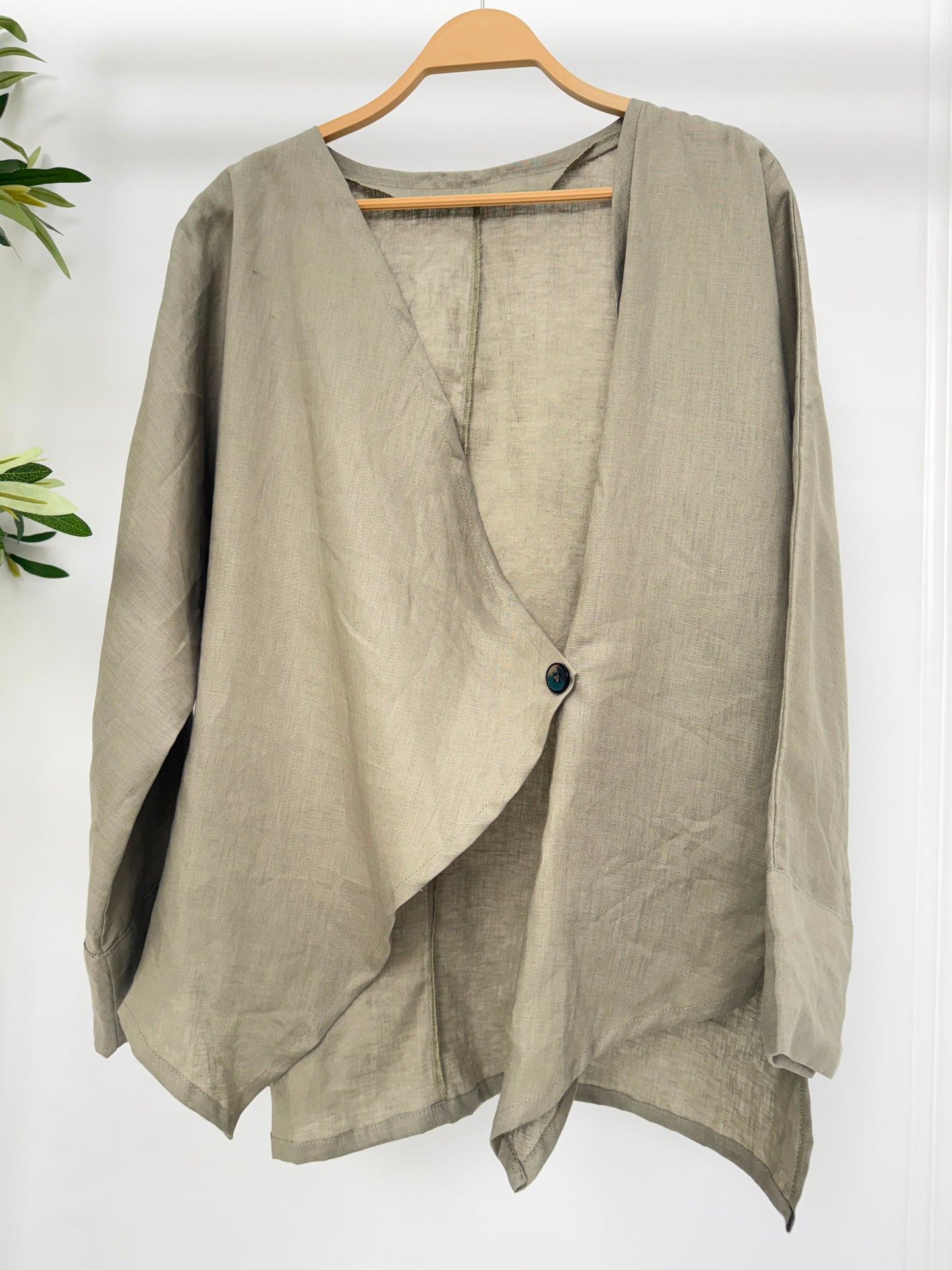 Linen Wrap Front Blouse