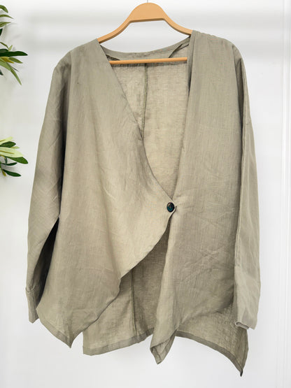 Linen Wrap Front Blouse