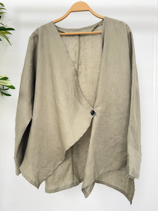 Linen Wrap Front Blouse
