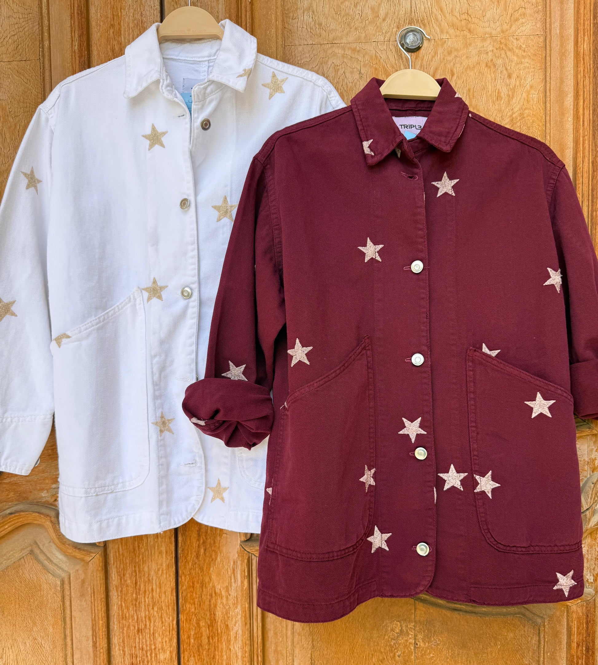 Amenaa Star Gabardine Jacket in navy with front pockets and button closure, stylish and durable outerwear for casual wear.