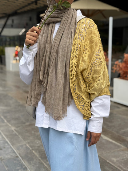 Amenaa boho crochet lace kimono with intricate openwork and flowing design, perfect for casual or beachwear.