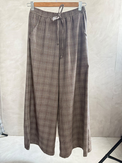 Plaid Wide-Leg Pants - Amenaa