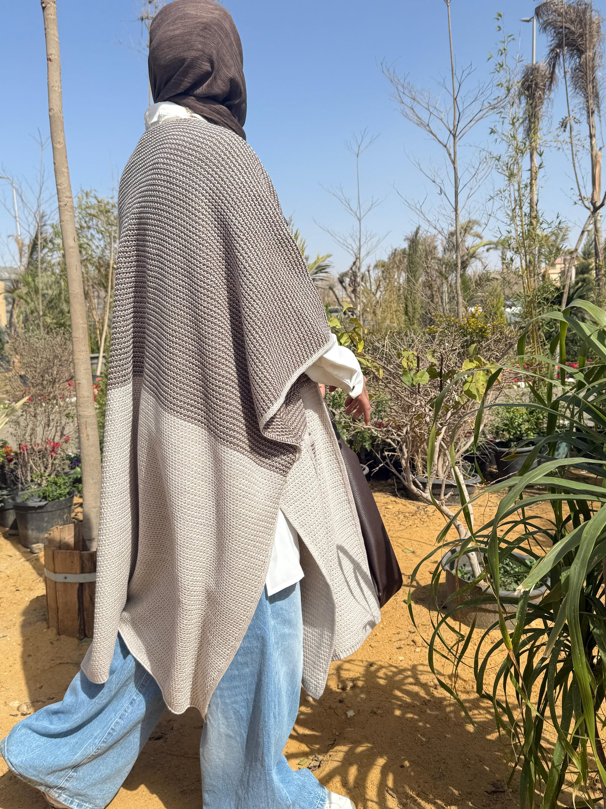 Mocha Knit Cape Cardigan - Amenaa