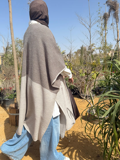 Mocha Knit Cape Cardigan - Amenaa