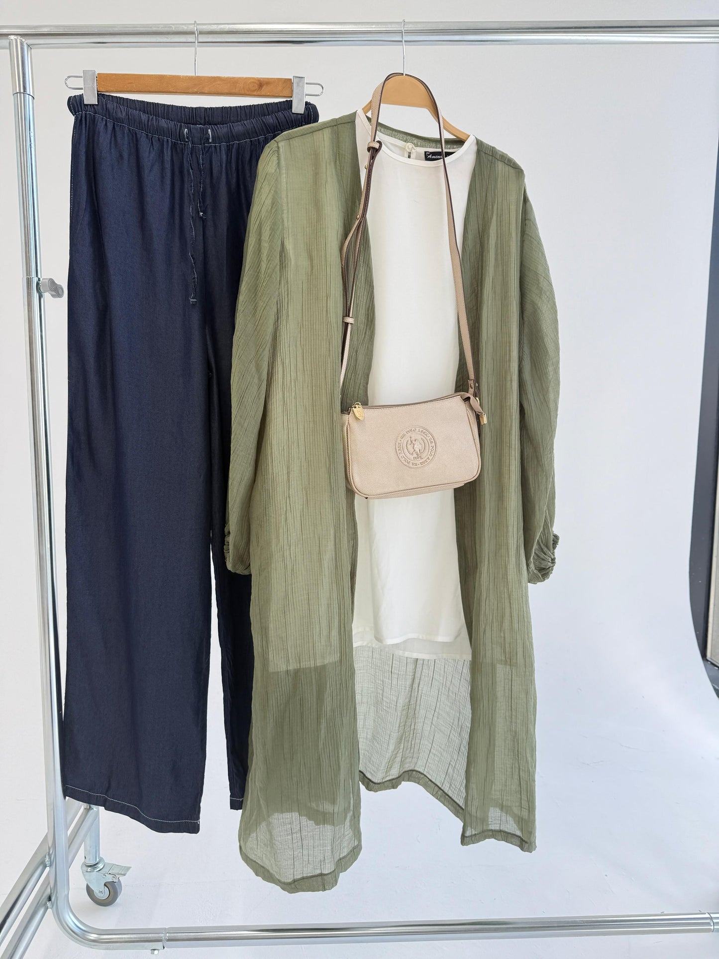 Crushed Kimono 20/41/10 by Amenaa featuring lightweight, textured fabric with a relaxed fit and traditional kimono style.