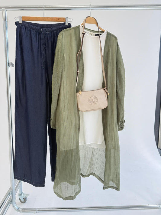 Crushed Kimono 20/41/10 by Amenaa featuring lightweight, textured fabric with a relaxed fit and traditional kimono style.