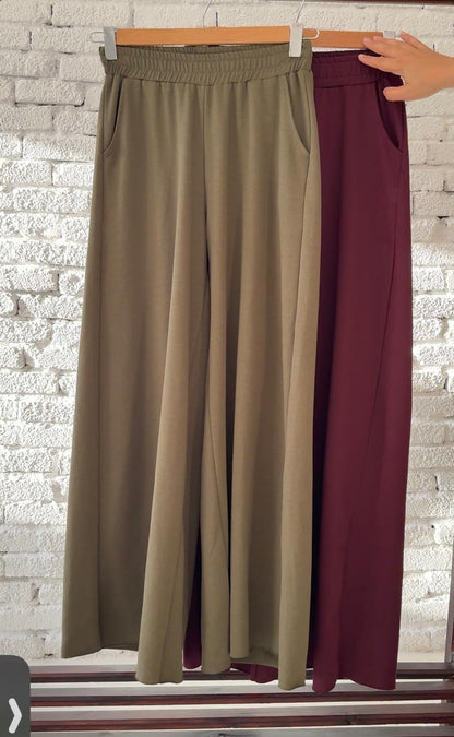 Melton Wide-Leg Pants