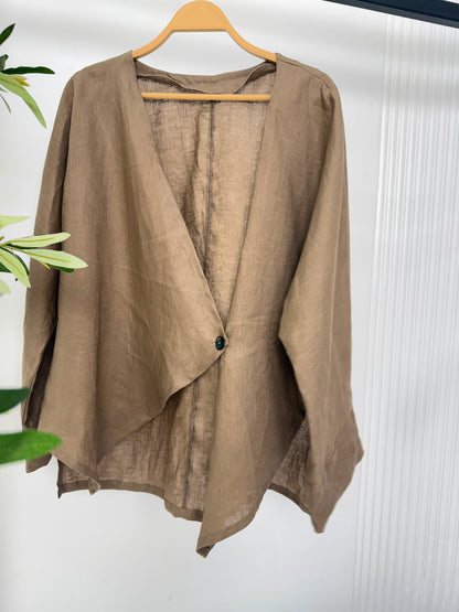 Linen Wrap Front Blouse