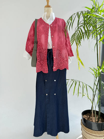 Amenaa Guipure Blouse 24/21/306 with intricate lace details, featuring a stylish and elegant design suitable for various occasions.