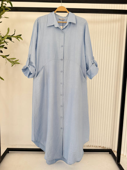 Amenaa shirt dress in a stylish, casual design featuring a button-up front and short sleeves, perfect for everyday wear.