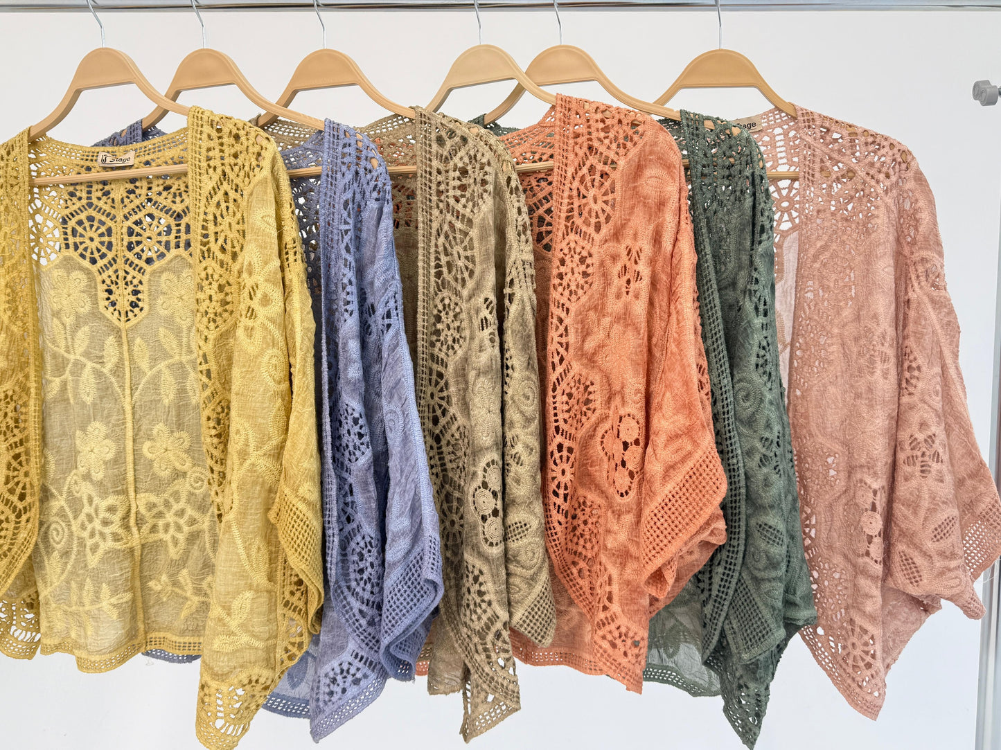 Amenaa boho crochet lace kimono with intricate openwork pattern, lightweight and stylish for layered summer fashion.