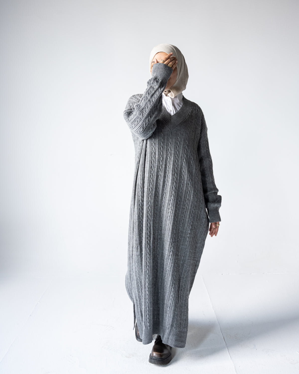 V-Neck Knitted Dress