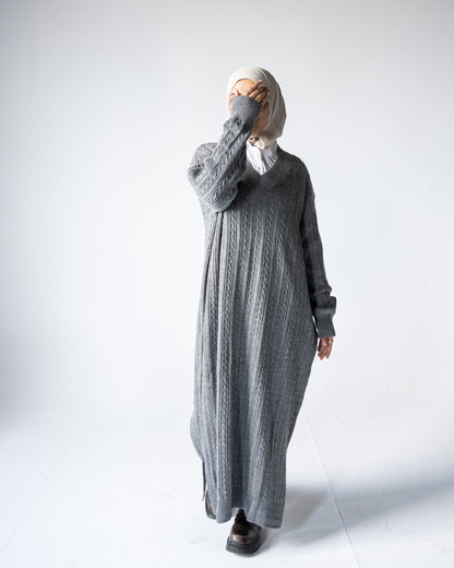 V-Neck Knitted Dress