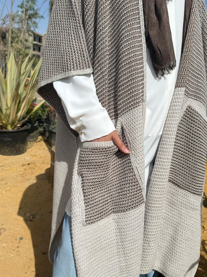 Mocha Knit Cape Cardigan - Amenaa