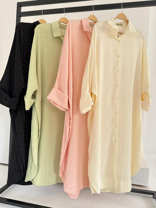 Textured Oversized Shirt Dress
