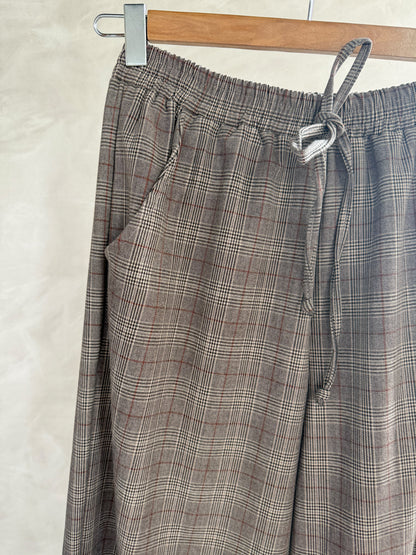 Plaid Wide-Leg Pants - Amenaa