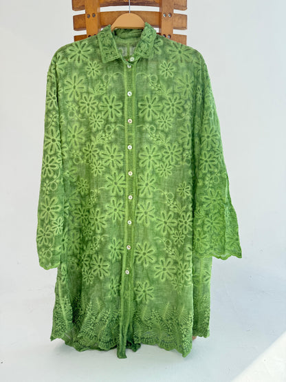 Amenaa Guipure Shirt with intricate lace details, long sleeves, and a classic fit, perfect for elegant and stylish wear.
