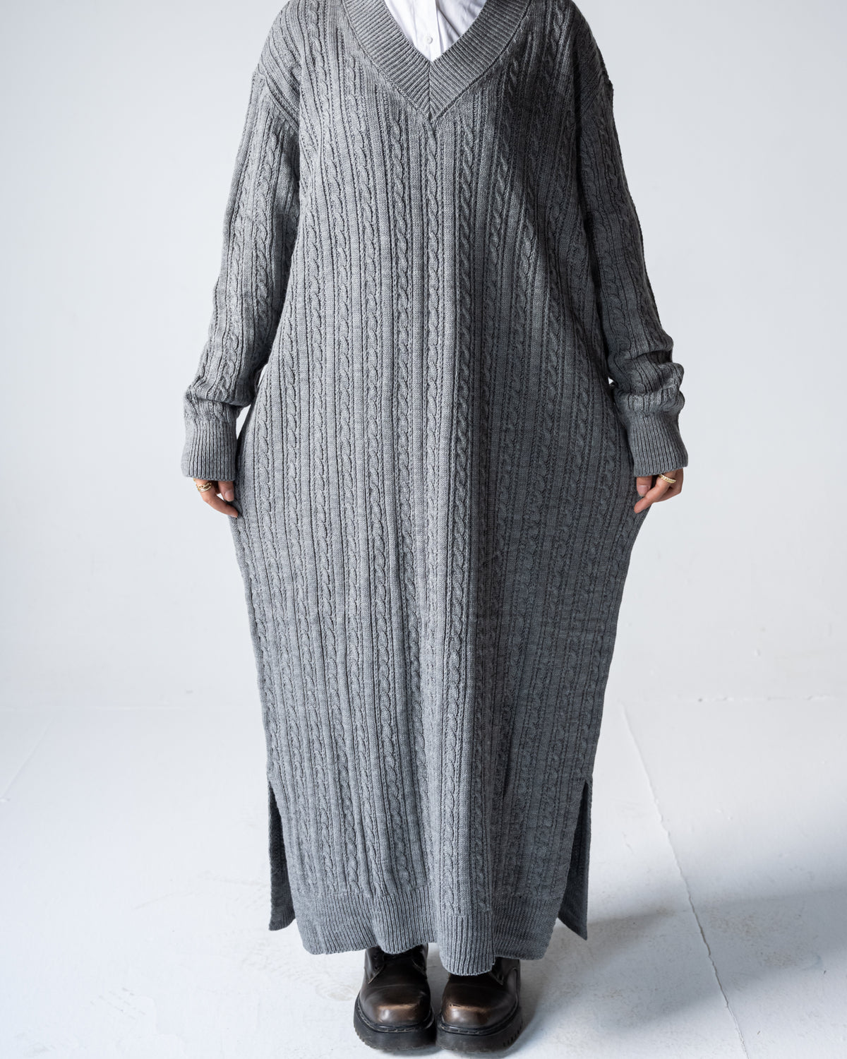 V-Neck Knitted Dress