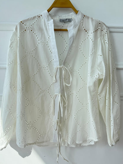 Amenaa Summer Rokama Tie Blouse 24/11/1, stylish lightweight blouse with tie detail, ideal for warm-weather fashion.