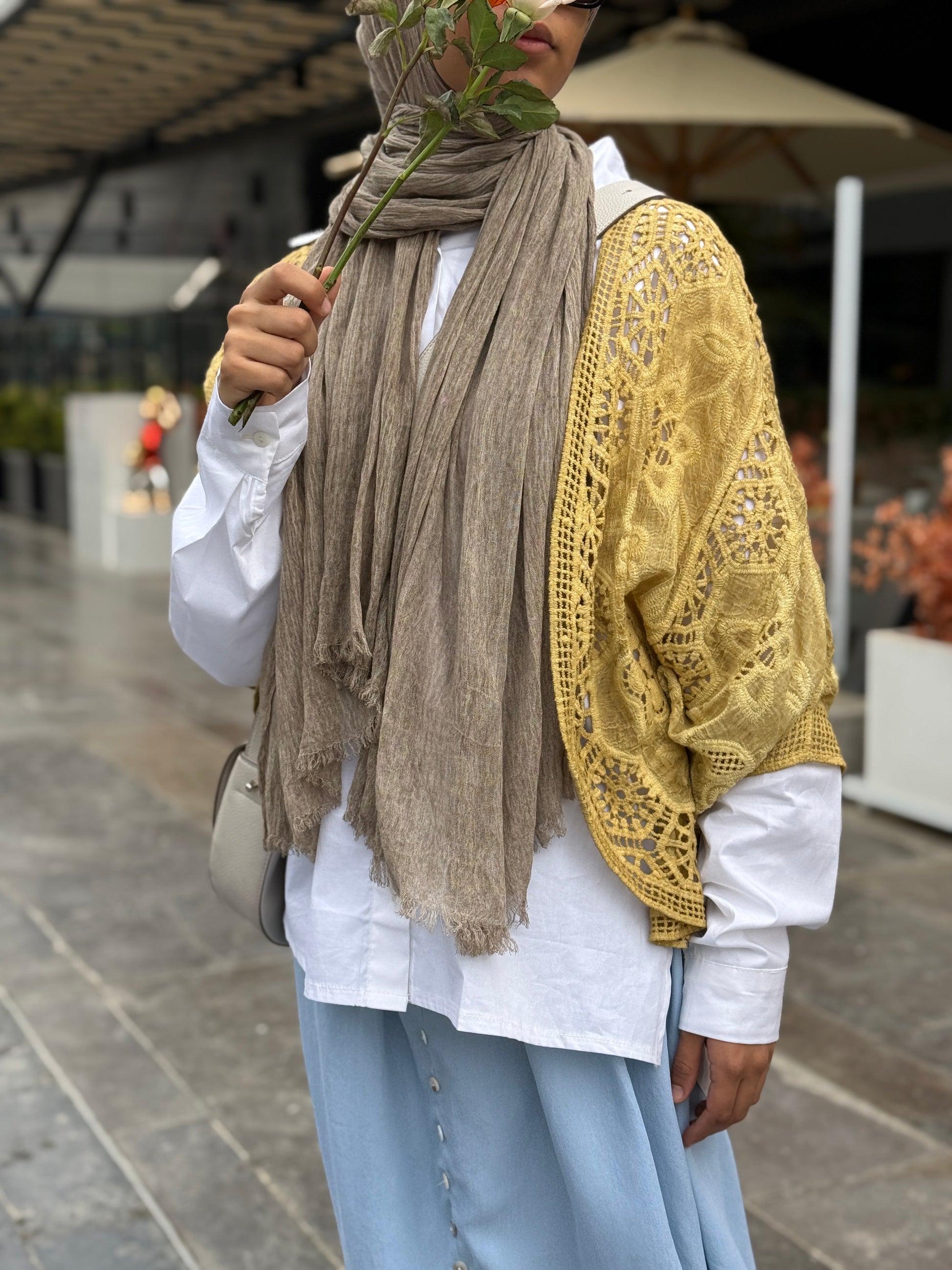Amenaa boho crochet lace kimono with intricate openwork and flowing design, perfect for layered bohemian style.