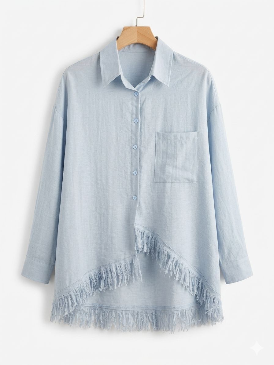 Amenaa tassels shirt featuring a lightweight fabric with decorative tassel accents and a relaxed fit.