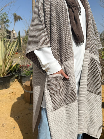 Mocha Knit Cape Cardigan - Amenaa
