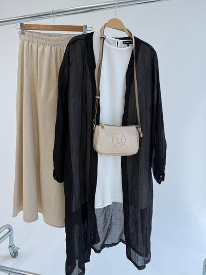 Crushed kimono jacket by Amenaa featuring a textured, soft fabric in a stylish kimono design with wide sleeves and a relaxed fit.