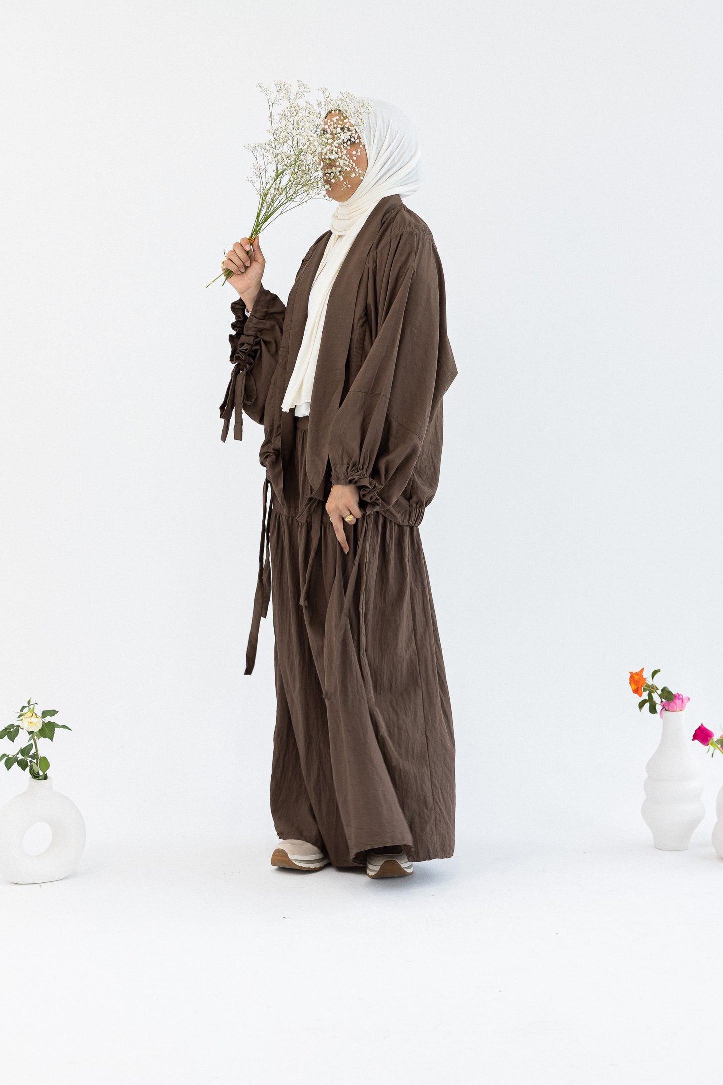 Amenaa flowy skirt set featuring a lightweight, breezy design with a matching top and long skirt, perfect for casual wear.