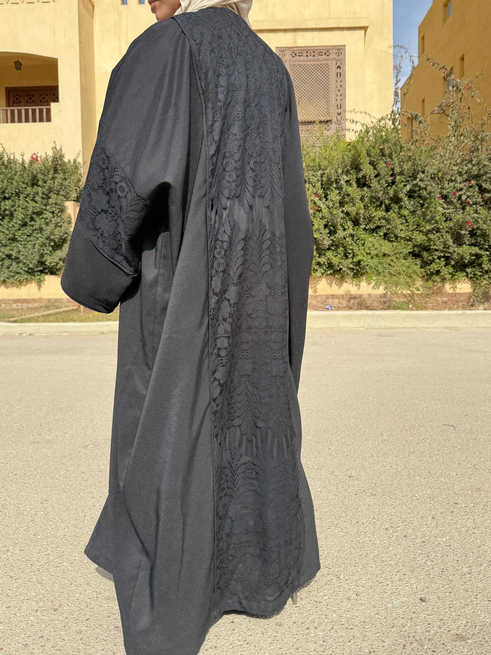 Black Guipure Kaftan - Amenaa